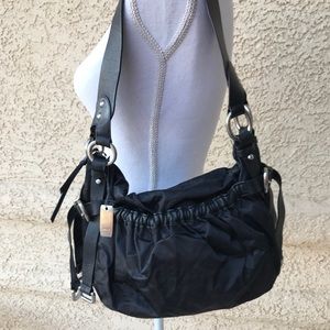 DKNY Black Nylon Shoulder Bag with Leather…